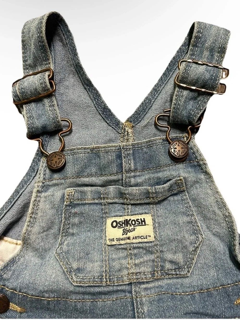 Baby Girl Oshkosh Overall Dress Denim Top Floral Bottom Size 9 Months